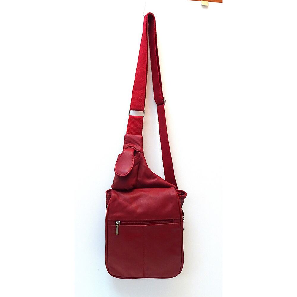 Buxton Red Leather  Multi Pocket  Crossbody